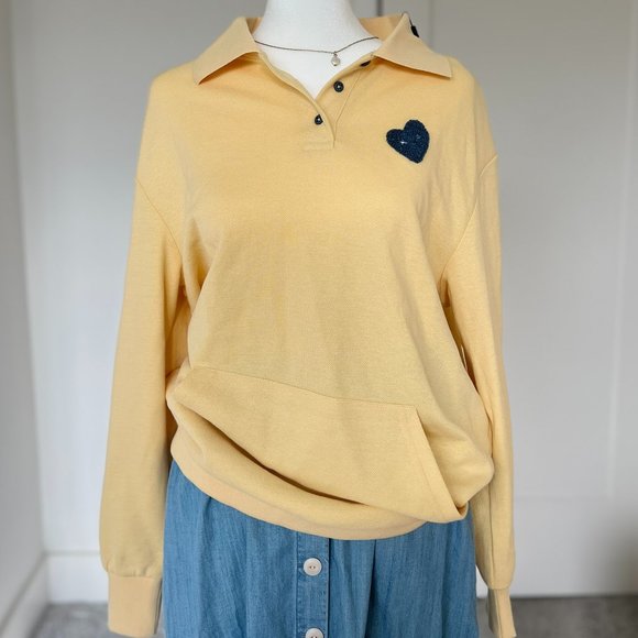 Cute Heart Face Yellow Hoodie - Picture 1 of 12